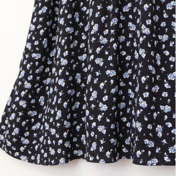 Madewell Long Sleeve Button Front Midi Dress 2 Baby's Breath  Black Blue Floral - Picture 8 of 15